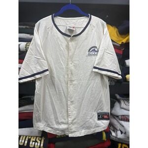 Vintage 1999 Jersey Mens Colorado Rockies Jersey Button Up White Short Sleeve 90